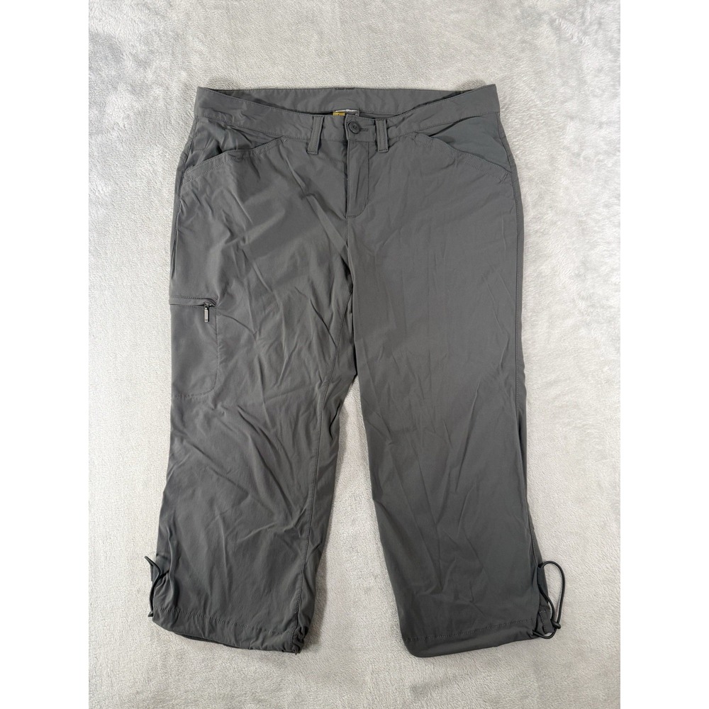 Eddie Bauer Travex Pants Womens 10 Grey Hiking Capri Nylon Spandex Outdoor